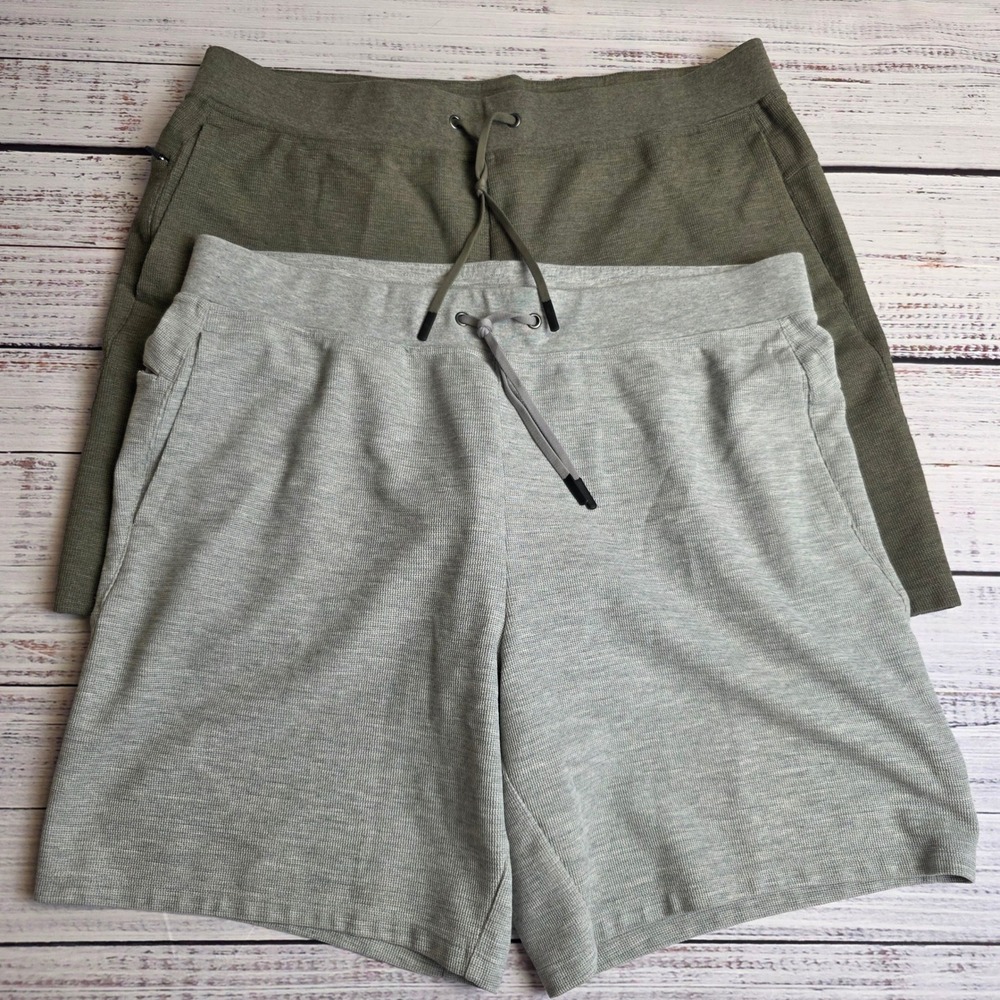 VRST R&R Shorts 2 Pack Mens XL Grey Olive Green Waffle Knit Lounge Athletic